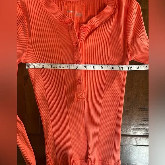 Aerie stretch ribbed henley long sleeve shirt top - Picture 6 of 9